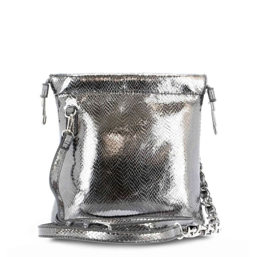 Mario Valentino Silver Tracolla Bucket Bag/Drawstring Bag NEW NWT Crossbody Bag